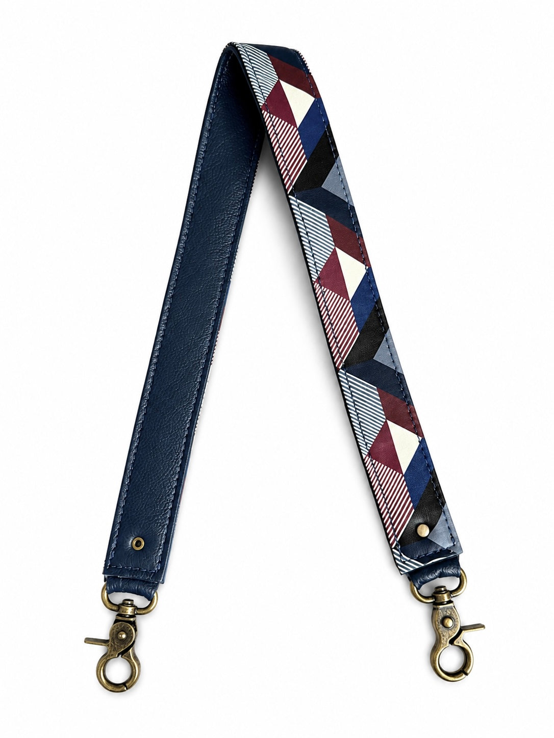 1.5" Blue, Red, and White Geometric Leather Shoulder Strap