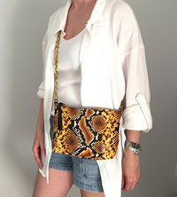 Caramel Coloured Snake Print Pouch