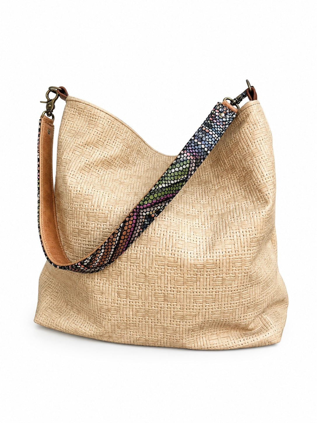 1.5” Multicoloured Geometric Leather Shoulder Strap