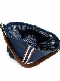The Rebecca - Catalina Blue Leather with Blue and White Stripes