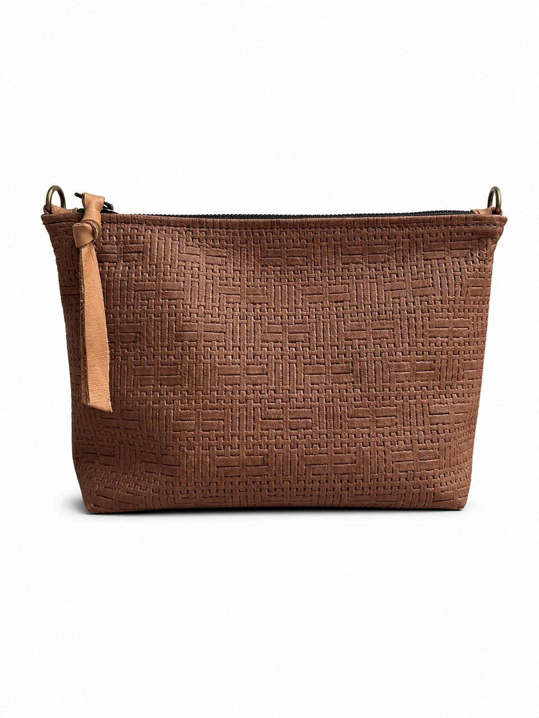 Brown Basketweave Leather Pouch