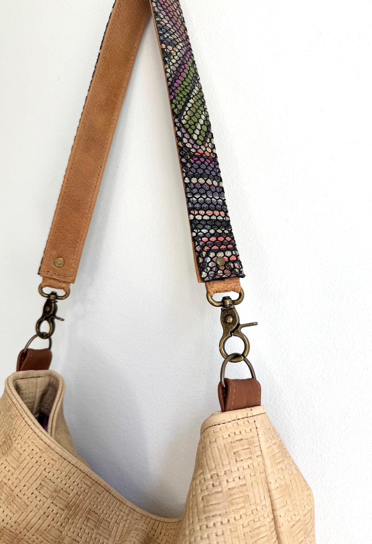 1.5” Multicoloured Geometric Leather Shoulder Strap