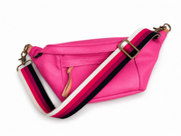 Black, Pink, Red, and White Crossbody Strap