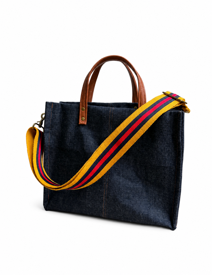 Mustard, Navy, and Red Stripe Crossbody Strap
