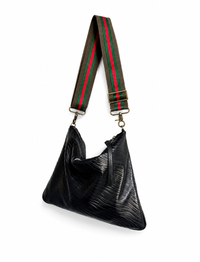Dusty Brown, Green, and Red Stripe Crossbody Strap