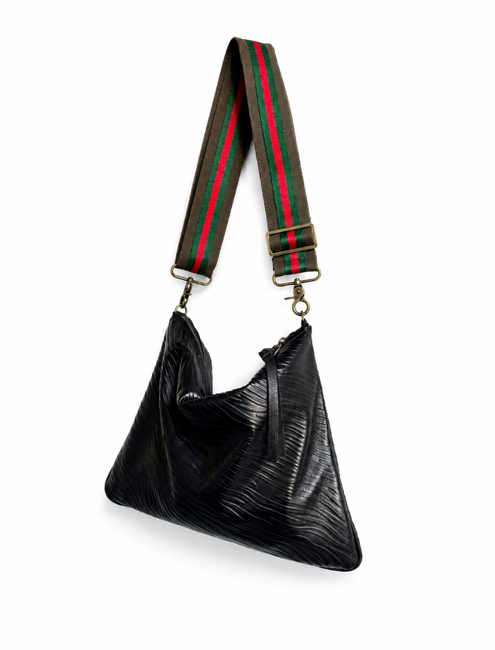 Dusty Brown, Green, and Red Stripe Crossbody Strap