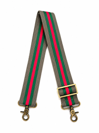 Dusty Brown, Green, and Red Stripe Crossbody Strap