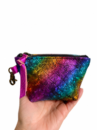 Rainbow Metallic Stripe Mini Pouch