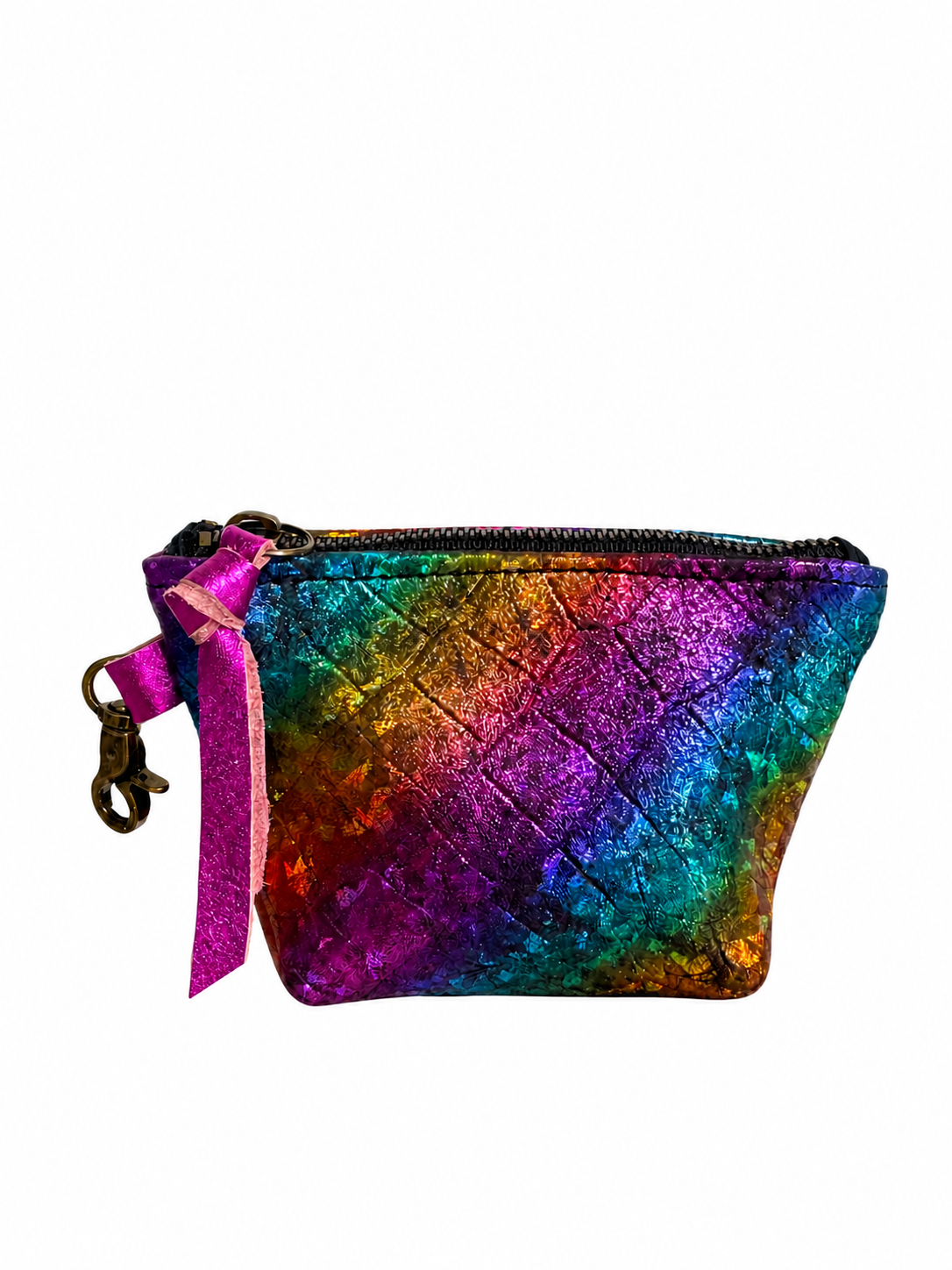 Rainbow Metallic Stripe Mini Pouch