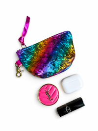 Rainbow Metallic Stripe Mini Pouch