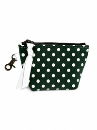 Green Suede with White Polka Dots Mini Pouch
