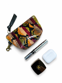 Leather Striped Snake Skin Mini Pouch