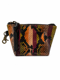 Leather Striped Snake Skin Mini Pouch