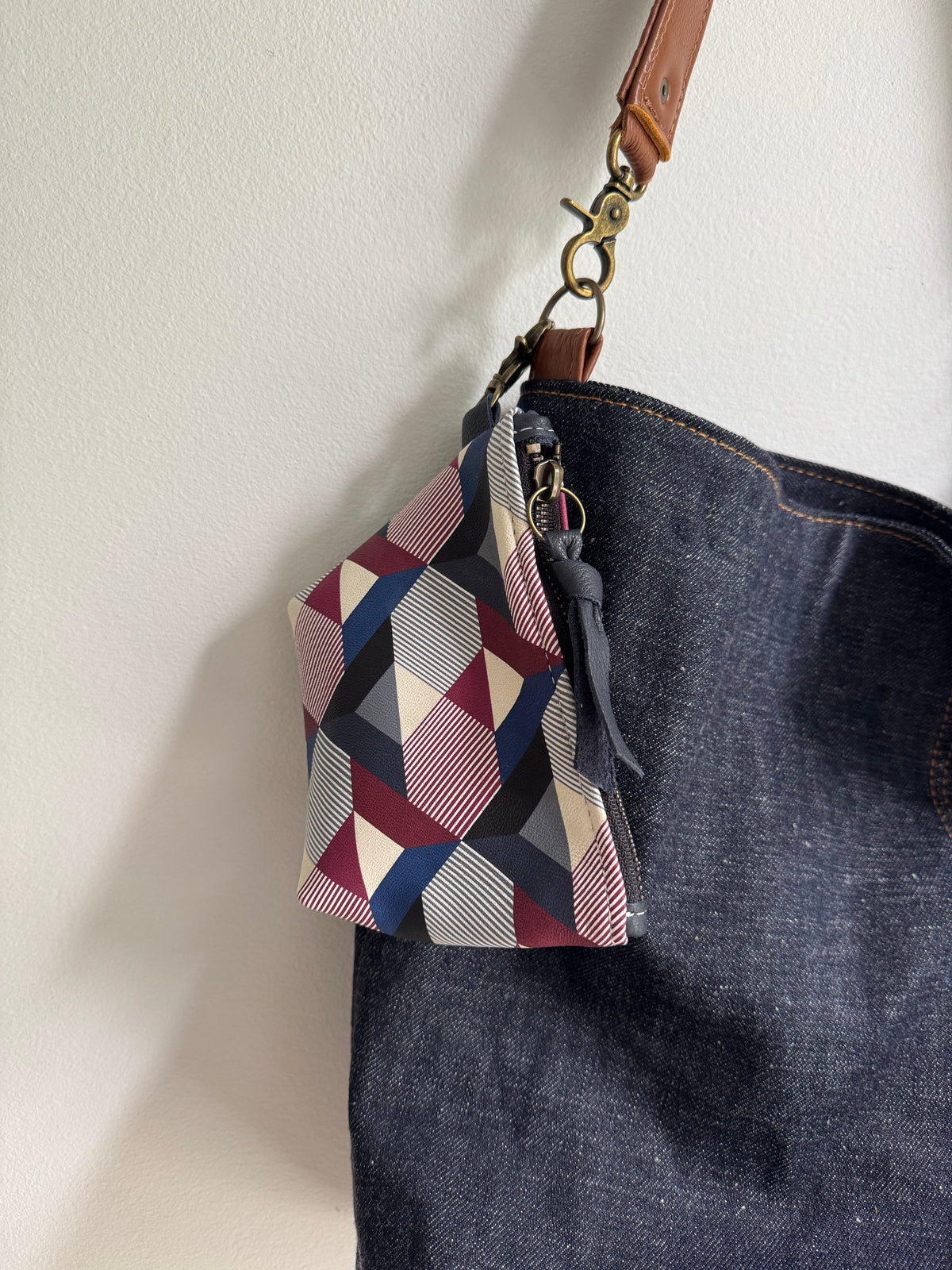 Navy Geometric Leather