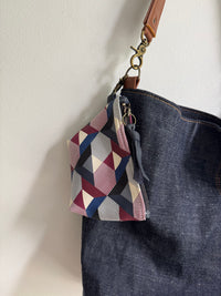 Navy Geometric Leather