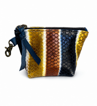 Leather Striped Mini Pouch (Mustard, Cognac, Navy)