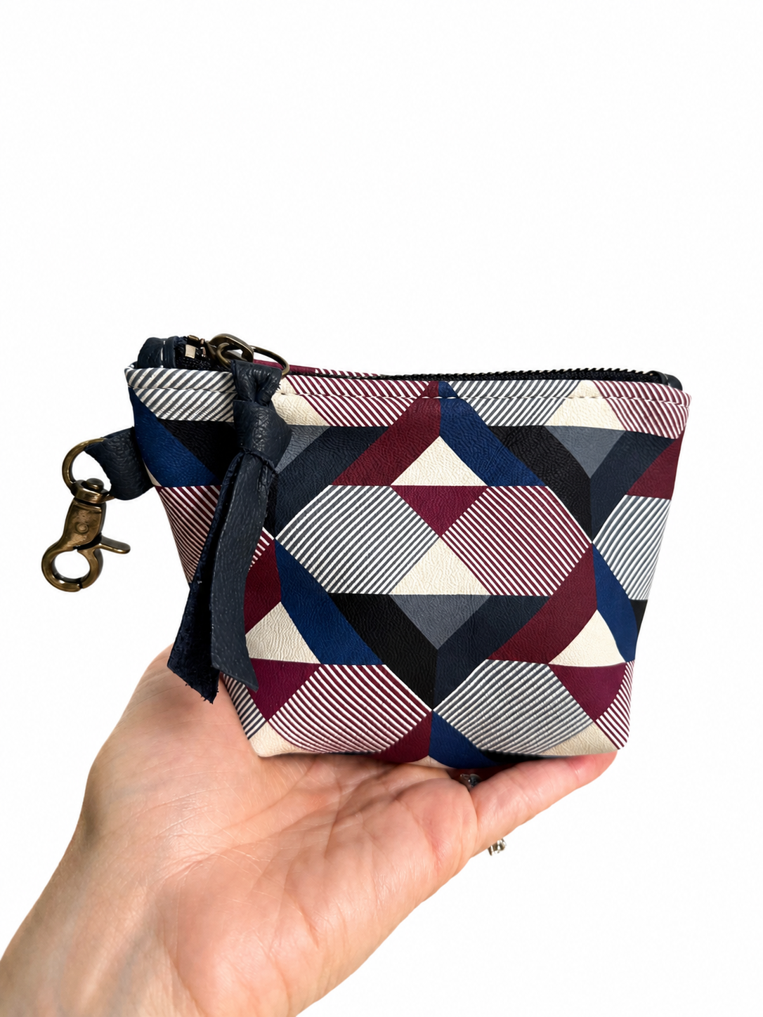 Navy Geometric Leather