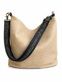 1.5" Black Leather and Spotted Hair Crossbody Strap