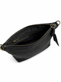 Small Dotted Embossed Black Leather Pouch