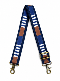 1.5" Navy Canvas and Navy/White/Brown Pattern Crossbody Strap