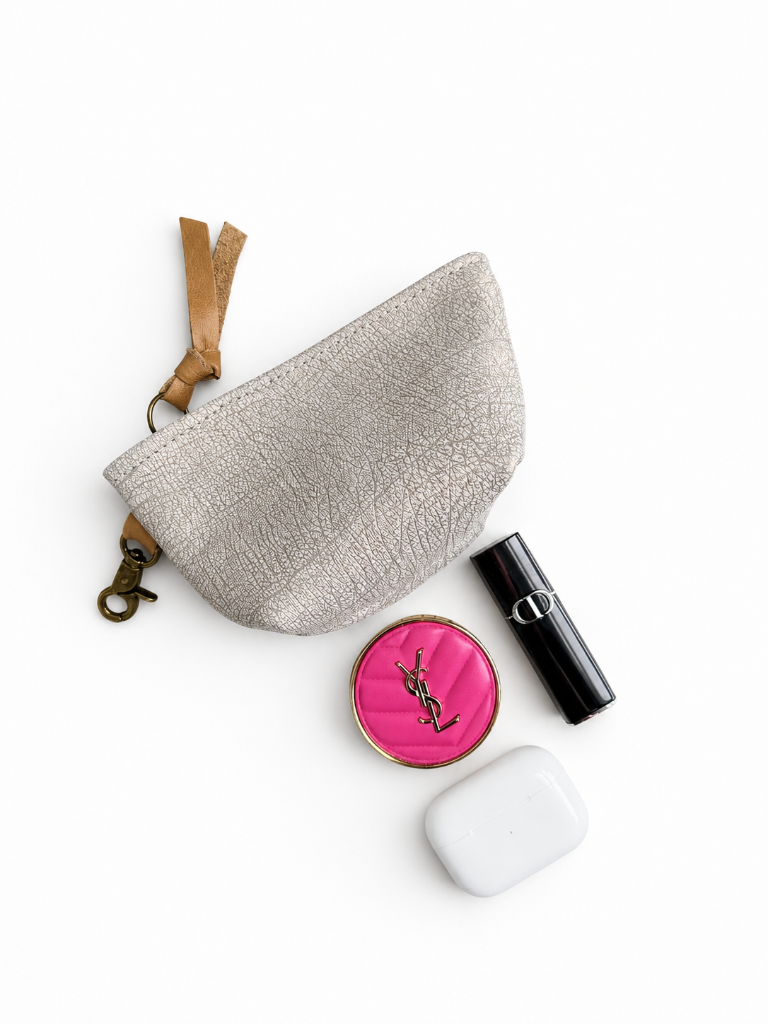 Mini Off-White Leather with Gold Undertones Pouch