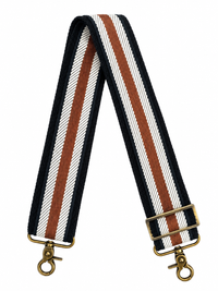 2” Black Canvas with Brown and White Stripe Crossbody Strap