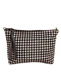 Medium Dark Brown Houndstooth Hair-On-Hide Pouch