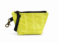 Lime Croc Leather Mini Pouch