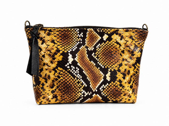 Caramel Coloured Snake Print Pouch