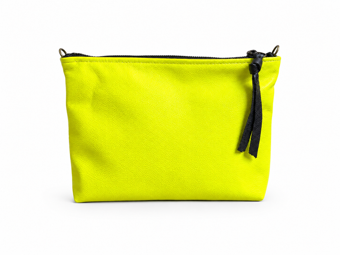 Neon Yellow Leather Pouch