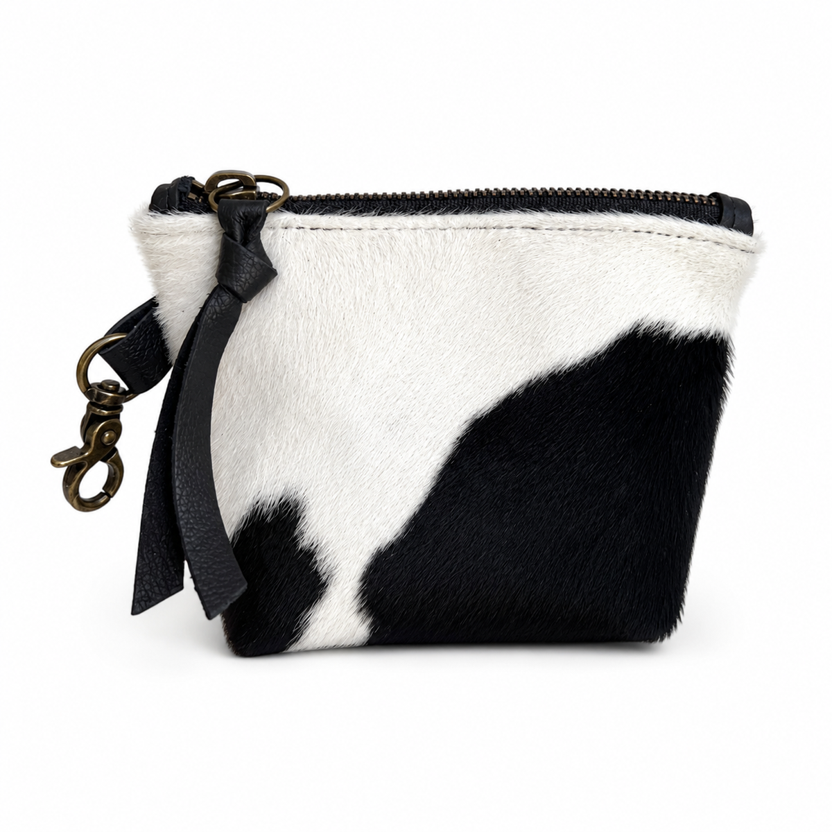 Black and White Cow Print Hair on Hide Mini Pouch