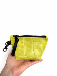 Lime Croc Leather Mini Pouch
