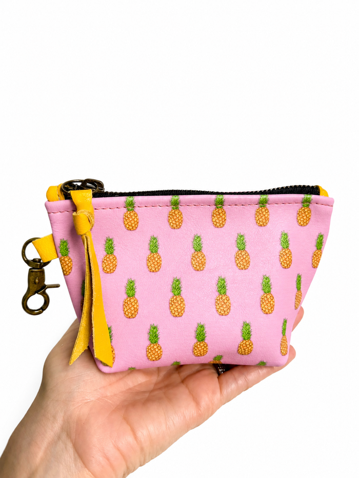 Pink Pineapple Leather Mini Pouch