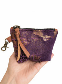 Purple Hair on Hide Metallic Mini Pouch
