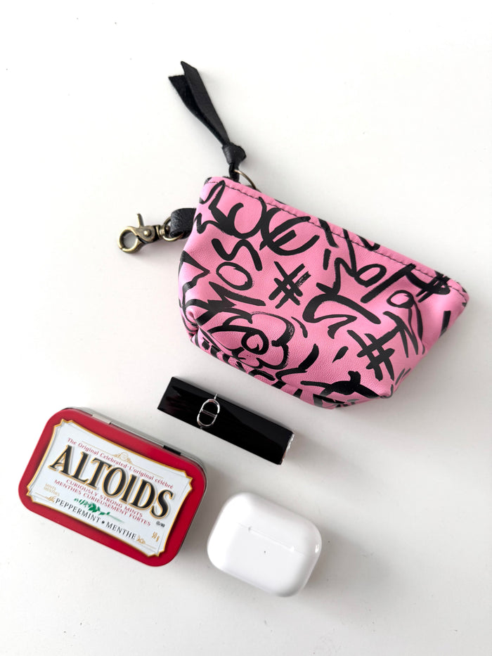 Pink Graffiti Mini Zippered Pouch