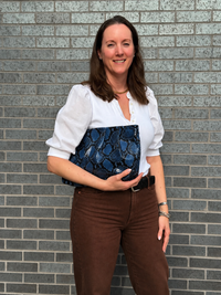 Large Blue Snake Print Gathered Clutch
