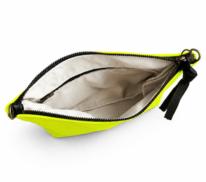 Neon Yellow Leather Pouch