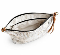 Beige Snake Skin Leather Pouch