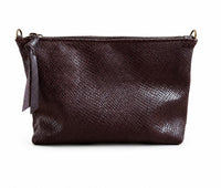 Brown Scales Leather Zippered Pouch