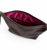 Brown Scales Leather Zippered Pouch