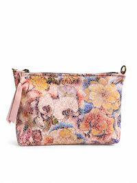 Blush Floral Leather Pouch
