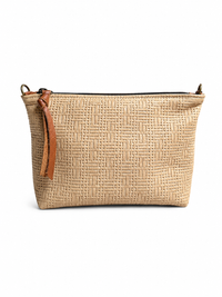 Tan Basketweave Leather Pouch