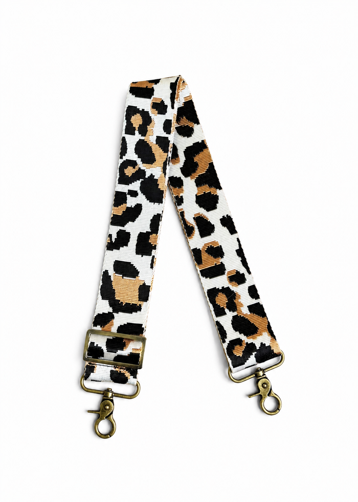 White Animal Print Crossbody Strap