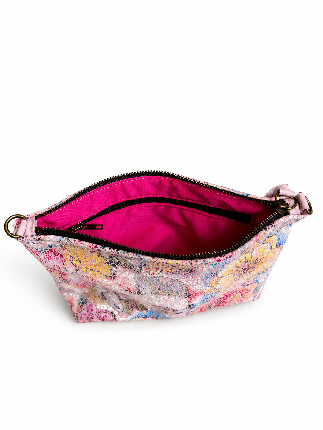 Blush Floral Leather Pouch